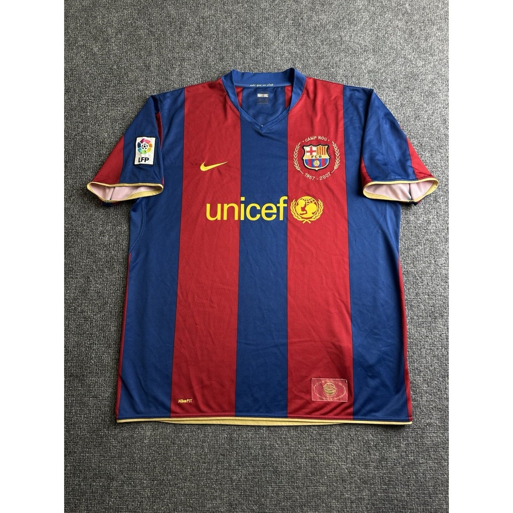 Men's Nike FC Barcelona 2007 Camp Nou 50th Anniversary UNICEF Jersey, Size XL